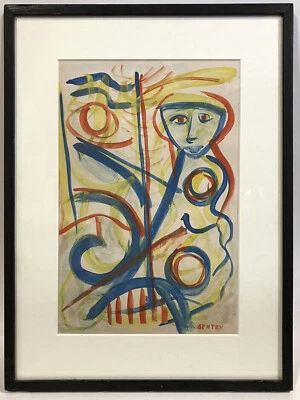 FRAMED Painting ~ MID•CENTURY  MODERNISM ~ 1960s Abstract HERBERT GENTRY - Image 1 of 4