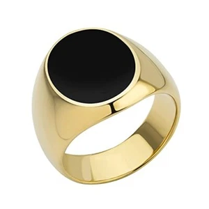 555Jewelry Stainless Steel High Polish Plain Oval Black Onyx Signet Ring for Men - Picture 1 of 19