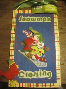 Debbie Mumm 3-D FELT/WOOD SNOWMAN CROSSING W/CARDINAL DOOR/Wall Plaque - Picture 1 of 1
