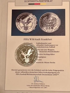 925 Silber 40mm Medaille FIFA Fussball WM 2006 - WM Stadt Frankfurt - Bild 1 von 2