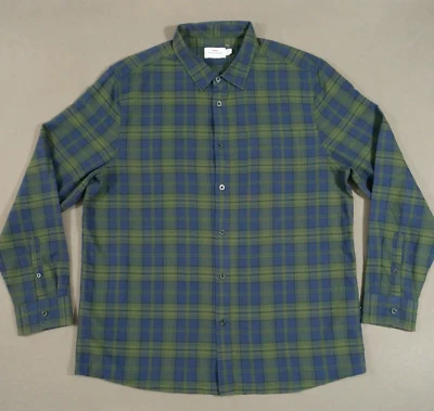 Topman Shirt Mens 2XL XXL Blue Green Long Sleeve Plaid  Button Up Casual New - Image 1 of 4