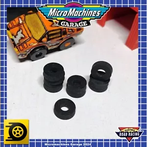 Set of 8 RUBBER tires - Galoob Micro Machines 1/87 slot car rear wheels - - Imagen 1 de 3