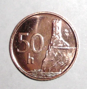 1996 Slovakia 50 halierov Coin Watch Tower Castle on Cliff - Picture 1 of 2