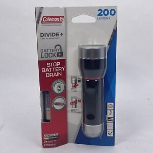 Coleman 200 LED Flashlight Torch Battery Lock Divide + Light Camping Hiking Home