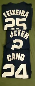 Lote de 3 Camisas de los Yankees de Nueva York Jeter #2 Juventud S Cano Juventud M Teixeira Juventud M MLB - Imagen 1 de 12