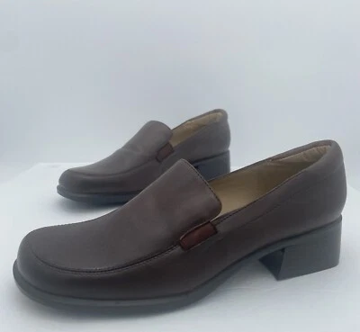 Villager Liz Claiborne Helen Womens Shoes Size 9M Brown Leather Slip On Heel - Image 1 of 4
