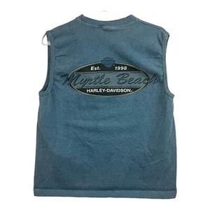 Vintage 2005 Harley Davidson Sleeveless T Shirt Size M Myrtle Beach SC Blue A22 - Picture 1 of 6