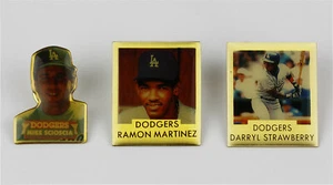 Set of 3 Classic Vintage LA Dodgers Strawberry, Martinez, & Scioscia Lapel Pins - Picture 1 of 2