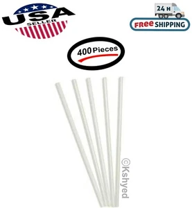 7.75 Inch BPA-Free Plastic Drinking Straws individually wrapped (White) 400 Pcs - Picture 1 of 8