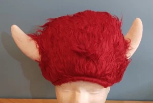 VIKING Red Furry Warrior Hat with Horns Costume Halloween Theater New - Picture 1 of 3
