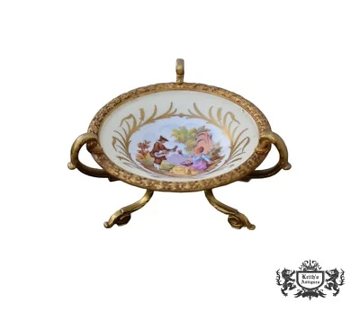French Sèvres Porcelain French Empire Compote Gilded Bronze Footed Bowl w/Stand - Изображение 1 из 4
