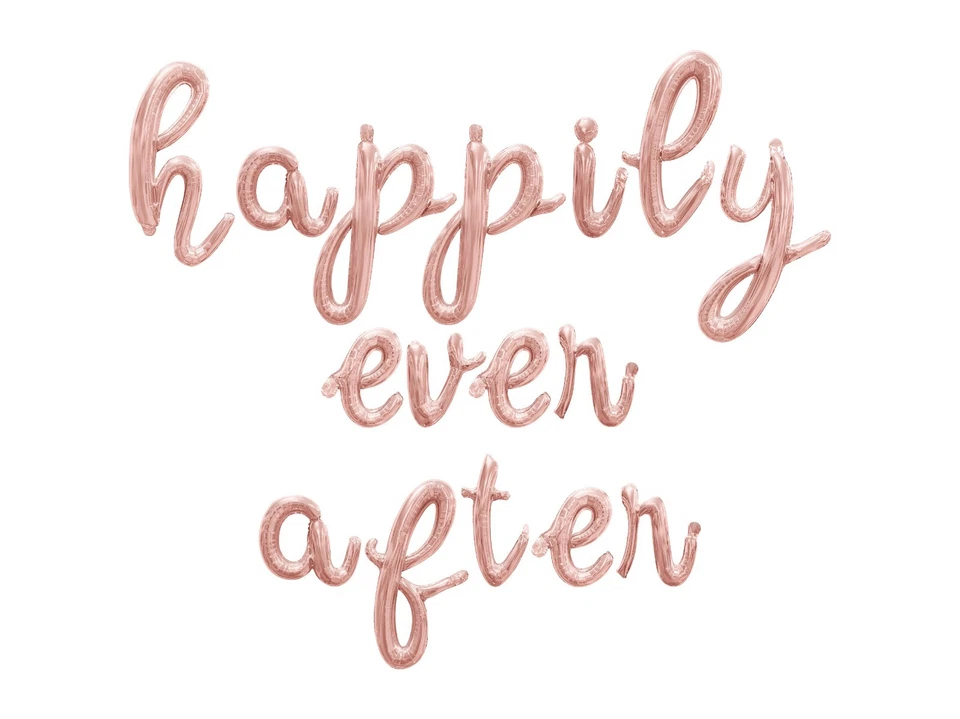 FELICES PARA SIEMPRE Banner Globo Letra Cursiva - Decoraciones Fiesta de Compromiso Foto 1 de 4