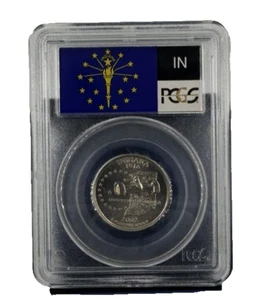 2002 P INDIANA STATE QUARTER PCGS MS68 FLAG LABEL - Picture 1 of 2