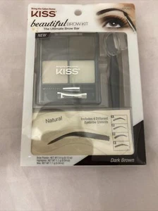 KISS Beautiful BROW KIT All-in-one kit w/ stencils DARK BROWN~COMBINED SHIPPING~ - Picture 1 of 2