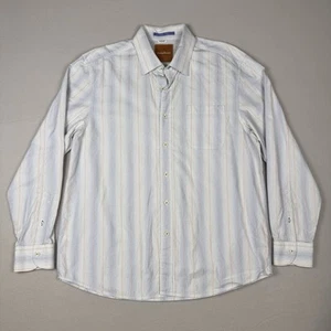 Tommy Bahama Long Sleeve Button Up Shirt Blue Orange Striped Dress Casual Sz XL - Picture 1 of 10