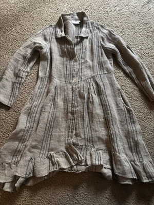 The Paper Lace Linen Duster Button Up Size Small Lagenlook Boho - Image 1 of 4