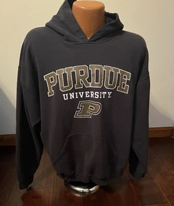 Pre-owned vintage Gildan Heavy Blend brand, "PURDUE" hooded sweatshirt size L - Picture 1 of 9