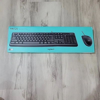 Logitech MK120 Wired Keyboard & Mouse Combo – New in Box, USB, Black - Image 1 of 4