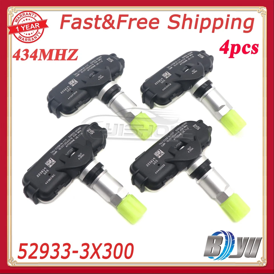 Juego de 4 sensores de monitor de presión de neumáticos TPMS para Hyundai Elantra 10-14 52933-3X300 Foto 1 de 4