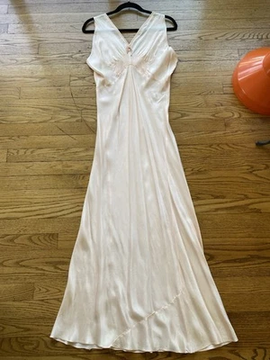 Camisón vintage de seda rosa pálido corte sesgado años 30 como está Foto 1 de 4