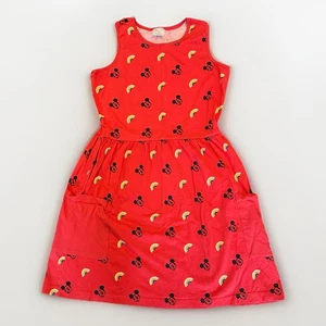 Hanna Andersson SIze 14-16 Mickey Mouse Rainbow Print Red Sleeve Dress - Picture 1 of 5