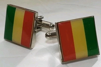 Gemelos.  Rayas rojas, verdes y marfil, posiblemente colores bandera italiana Foto 1 de 4