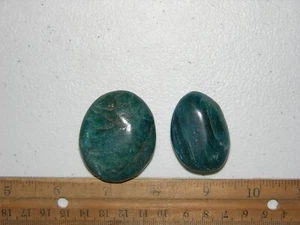 Blue Apatite 2 palm stones both sides all natural Madagascar W27 - Picture 1 of 2