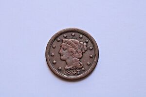 1847 Braided Hair Large Cent 1c ~ Free USA Shipping 