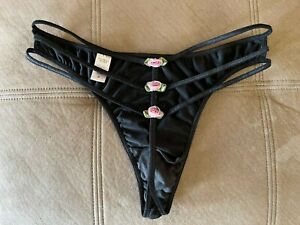 Victoria's Secret Vintage Old Pink Roses Thong Pantie Size M! VERY RARE! HOT! 
