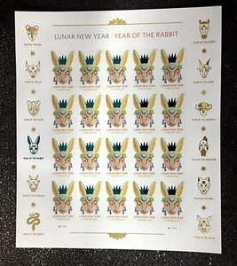2023USA #5744 Forever Lunar New Year of the Rabbit - Sheet of 20 mint postage - Picture 1 of 1