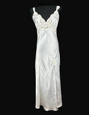 Victorias Secret Bridal Satin Sequin Pearl Maxi Gown M Slip Dress Vintage 1990s. - Image 1 of 4