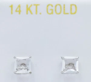 GENUINE 1.84 Cts WHITE SAPPHIRE STUD EARRINGS 14K GOLD - Free Appraisal - NWT - Picture 1 of 6