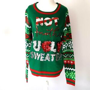 New NOT ANOTHER UGLY SWEATER Small Soft Christmas Green Nordic Jingle Bells