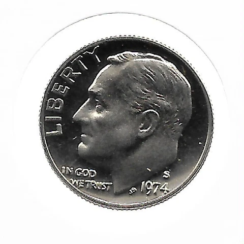 Rare Old US Roosevelt Dime 1974-S Gem Proof Cameo DCAM Collection Coin LOT:K78 Cover