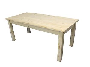 Unfinished Plank top Farmhouse Table (Rustic Harvest Farmhouse Kitchen Dinning T