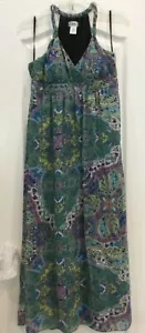 JBS Womens Maxi Dress Size 14 Blue Green Colorful Lined Side Zip Sleeveless 147 - Picture 1 of 7