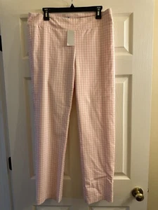 NWT J. McLaughlin Pink White Gingham Check Pants 14 $168 - Picture 1 of 6