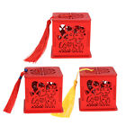  3 Pcs Red Wooden Candy Boxes for Wedding Party Chinese Style