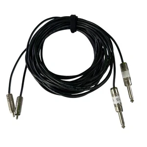 2 x Belden 15ft Male RCA to 1/4 Male TS Audio Cable - Picture 1 of 3