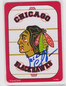 JACQUES CLOUTIER CHICAGO BLACKHAWKS 1989-91  AUTOGRAPHED HOCKEY PLAYING CARD - Picture 1 of 1