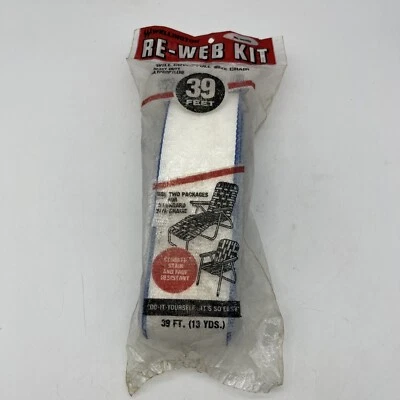 Kit de re-web de silla de césped Wellington vintage 39 pies (13 yardas) 2,5" W EE. UU. blanco azul Foto 1 de 4