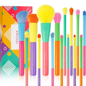 Set Brochas Maquillaje 15 Pzs Coloridas Sinteticas Polvo Base Ojos Regalo - Picture 1 of 12
