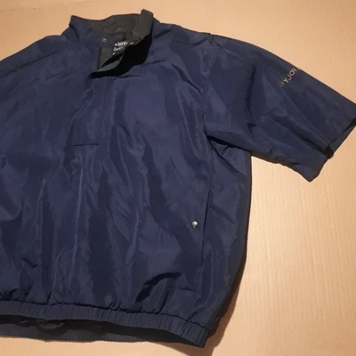 FootJoy DryJoys Mens L 1/2 Zip Navy  Blue Golf Jacket Snap Button Rain Pullover  - Image 1 of 4