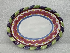 Mackenzie Childs Oval Piccadilly Ceramic Soap Dish Small Plate Tray Dish Platter - Picture 1 of 6