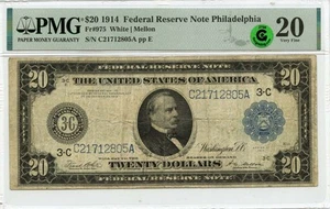 1914 $20 FRN Philadelphia PA Fr# 975 PMG VF20 GCC Green - Picture 1 of 2