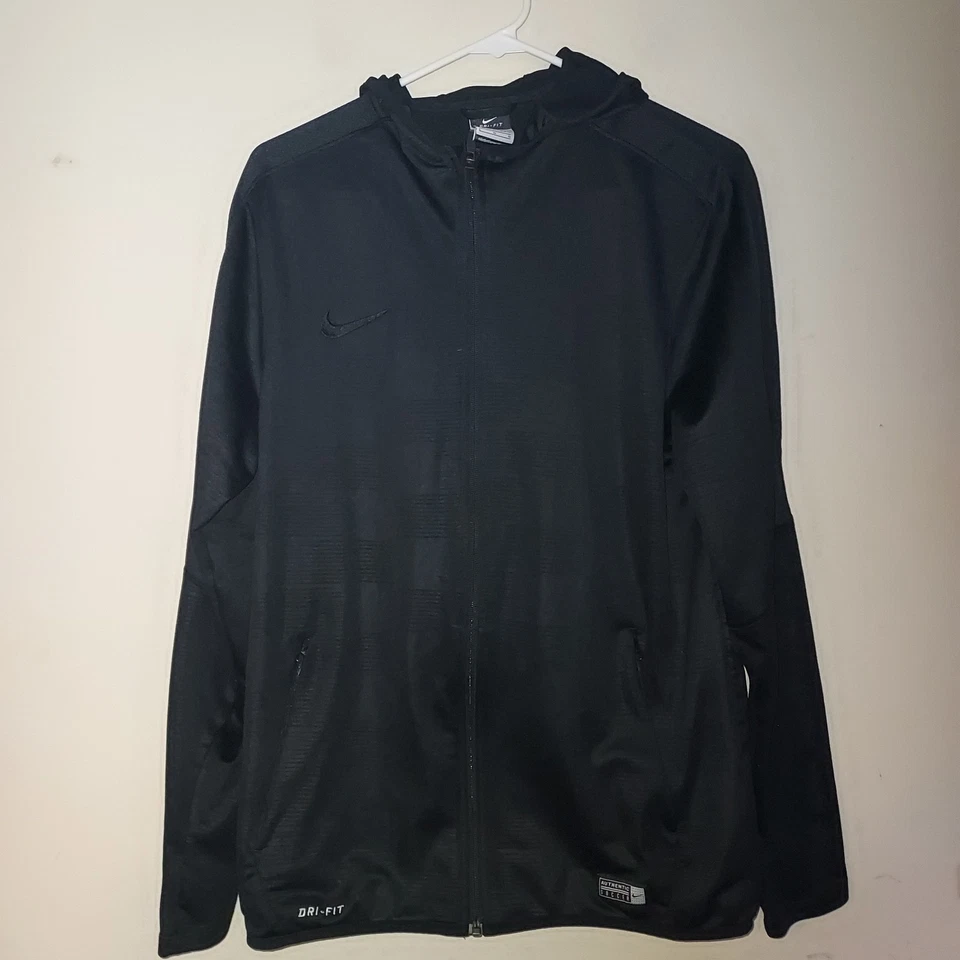 Nike Mujer Sudadera con Capucha Sudadera Grande Dri Fit Cremallera Completa Manga Larga Atlética Negra Foto 1 de 4