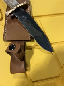 Old West West bone   Handle Bowie Knife  carbon steel gun blued 5.5 Blade - Picture 1 of 3