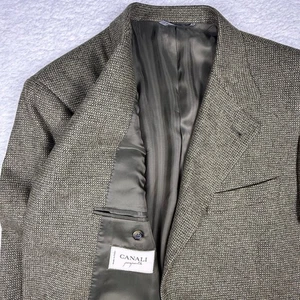 Canali Proposta Blazer Silk Cashmere Sport Coat Brown Basketweave Mens Size 50 - Picture 1 of 11