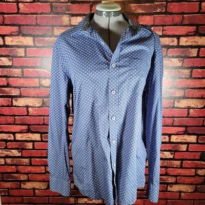 Camisa de vestir Johnstone&Murphy para hombre azul puños en contraste mediana fácil cuidado  Foto 1 de 4