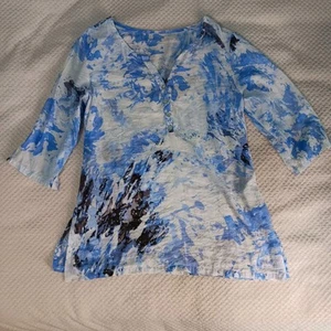 Habitat Clothes To Live In Blue Tie Dye Tunic Xs Lagenlook Art To Wear Beachy - Picture 1 of 10